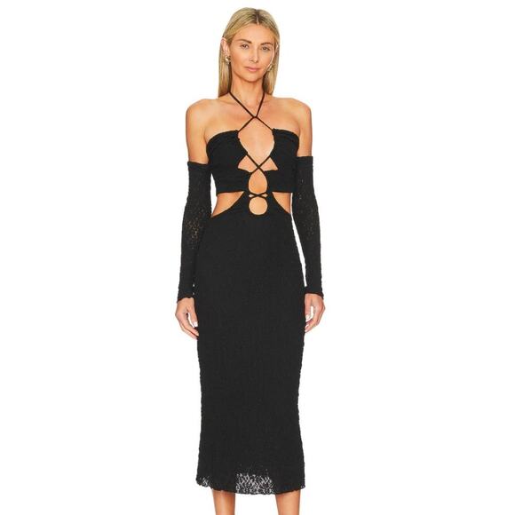 Tularosa Mackie Midi Dress in Black NWOT Size Small - Picture 1 of 3